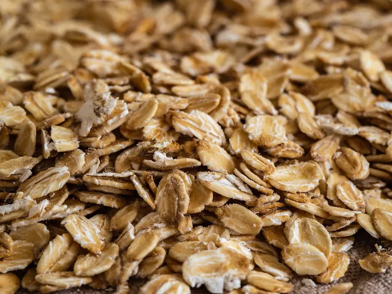 Copos de avena vistos de cerca