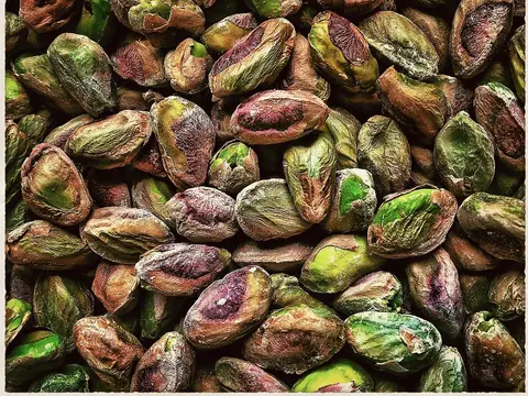 Pistachos pelados, de cerca