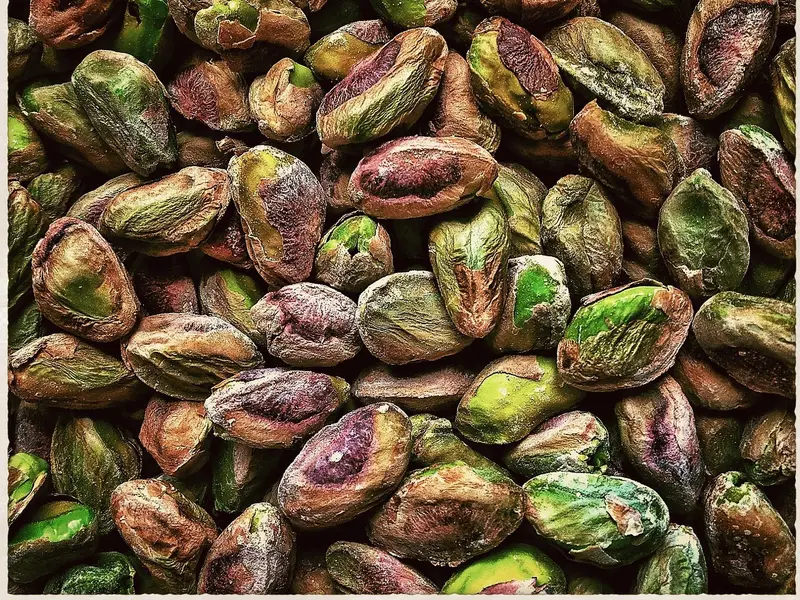Pistachos pelados, de cerca