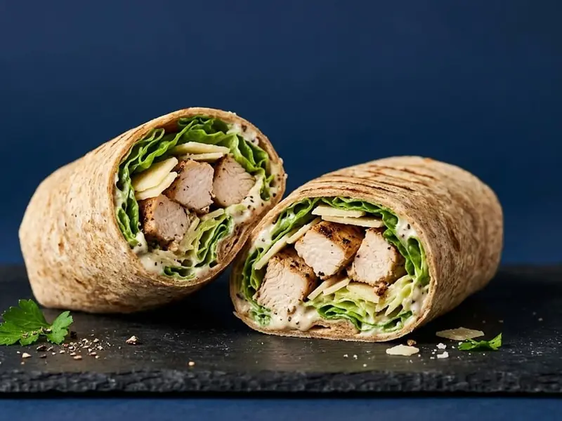 Wraps rellenos cortados por la mitad